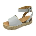 thumbnail image 1 of ShiShine Ankle Strap Buckles Flat Sandals for Women Summer Open Toe Espadrilles Flatform Wedge Casual Sandals, 1 of 7