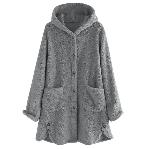 ShiShine Bed Jackets For Women Plush Coat Cozy Button Hooded Jacket 2025 Trendy Winter Clothes