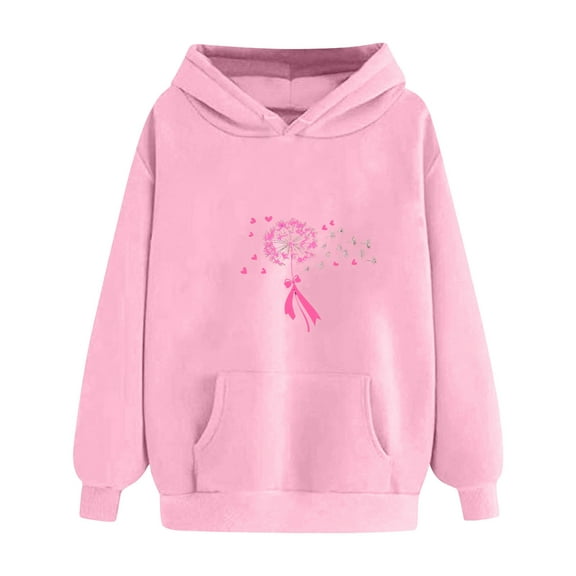 ShiShine Breast Cancer Hoodie for Women Pink Ribbon Breast Cancer Awareness Hoodies Long Sleeve Drawstring Jacket