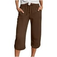 thumbnail image 1 of ShiShine Capris Pants for Women Casual Drawstring Elastic High Waist Wide Leg Lounge Capris, 1 of 4