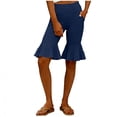 thumbnail image 1 of ShiShine Casual Shorts for Women Stretch Yoga Dress Pants with Pockets Ruffle Bell Bottom Athletic Work Leggings Elastic Waist, 1 of 9