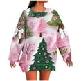 thumbnail image 1 of ShiShine Christmas Shirts for Women Christmas Tree Printed Tshirts Long Sleeve Round Neck Tops, 1 of 5