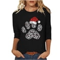 thumbnail image 1 of ShiShine Christmas Shirts for Women Cute Sparkly Santa Hat Pattern 3/4 Length Sleeve Crew Neck Tops, 1 of 3