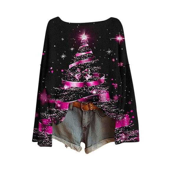 ShiShine Christmas Sweaters for Women 2025 Crew Neck Winter Holiday Cute Printed Pullovers