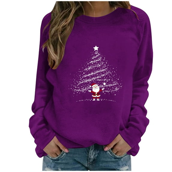 ShiShine Christmas Sweatshirts for Women Crewneck Long Sleeve Pullover Shirt Loose Casual Xmas Printed Fall Winter Tops