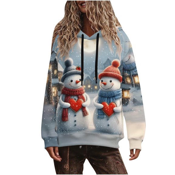 ShiShine Christmas Sweatshirts for Women Plush Warm Novelty Funny Xmas Tree Graphic Pullover Tops Loose Casual Shirts