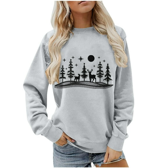 ShiShine Christmas Sweatshirts for Women Trendy Xmas Graphic Crewneck Sweatshirt Loose Casual Long Sleeve Pullover Tops 2025