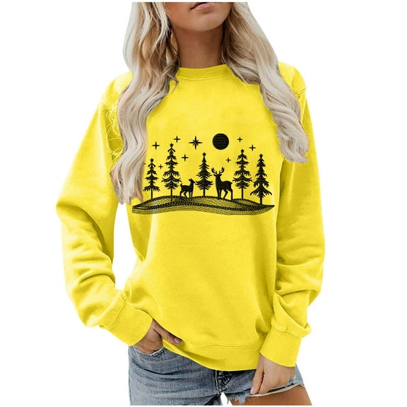 ShiShine Christmas Sweatshirts for Women Trendy Xmas Graphic Crewneck Sweatshirt Loose Casual Long Sleeve Pullover Tops 2025