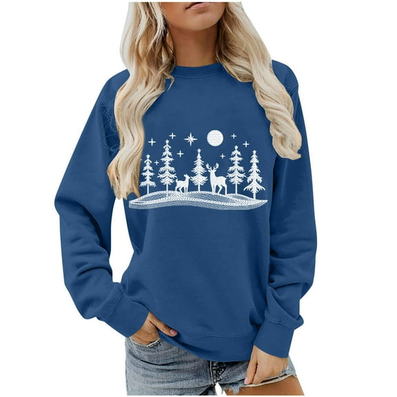 ShiShine Christmas Sweatshirts for Women Trendy Xmas Graphic Crewneck Sweatshirt Loose Casual Long Sleeve Pullover Tops 2025