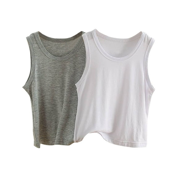 ShiShine 2Pcs Toddler Boys Girls Cotton Tank Tops Soft Crewneck Undershirts Summer Solid Color Sleeveless Vests Size 3-14T