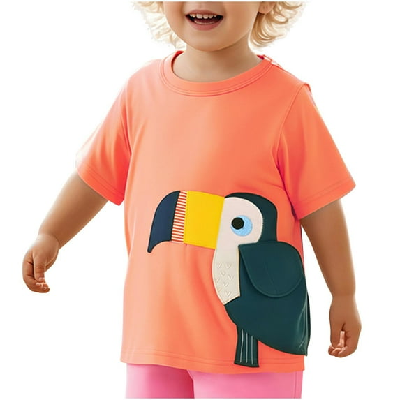 ShiShine Toddler Boy Girls Cotton Short Sleeve T Shirts Cute Print Crewneck Tee Tops Summer Casual Loose Blouses Summer Clothes Size 2-8T