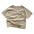 thumbnail image 1 of ShiShine Toddler Boy Girls Short Sleeve T Shirts Solid Color Crewneck Cotton Tee Tops Summer Casual Loose Blouses Summer Clothes Size 2-10T, 1 of 4