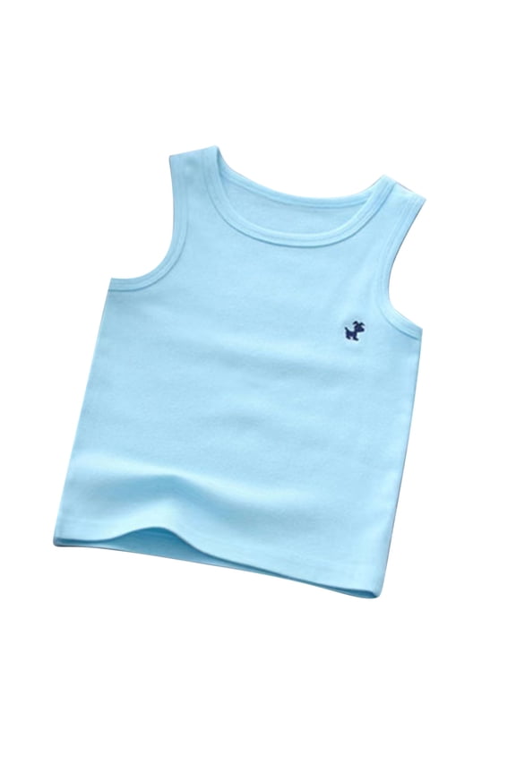 Toddler Boys Girls Cotton Tank Tops Undershirts Summer Solid Color Sleeveless Vests Size 1-11T