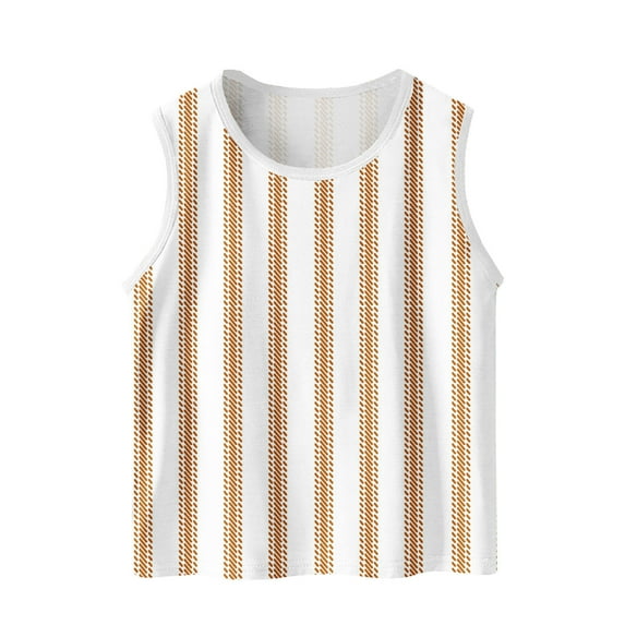 ShiShine Toddler Boys Girls Sleeveless Tank Tops Soft Crewneck Undershirts Summer Striped Print Sleeveless Vests Size 3-15T