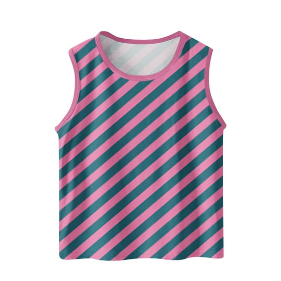 ShiShine Toddler Boys Girls Sleeveless Tank Tops Soft Crewneck Undershirts Summer Striped Print Sleeveless Vests Size 3-15T