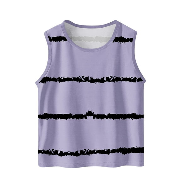 ShiShine Toddler Boys Girls Sleeveless Tank Tops Soft Crewneck Undershirts Summer Striped Print Sleeveless Vests Size 3-15T