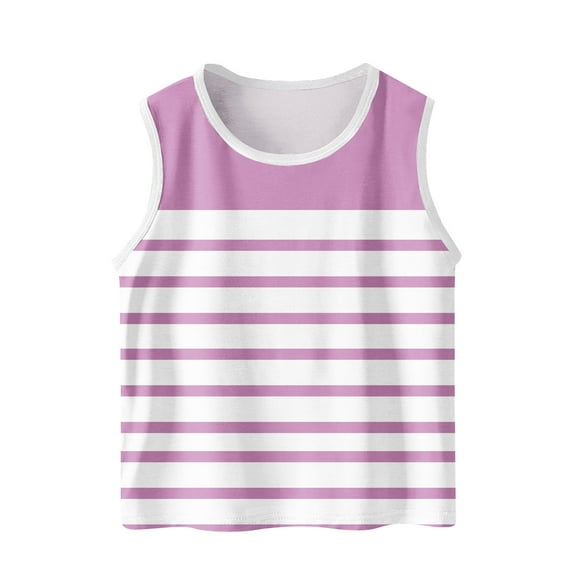 ShiShine Toddler Boys Girls Sleeveless Tank Tops Soft Crewneck Undershirts Summer Striped Print Sleeveless Vests Size 3-15T