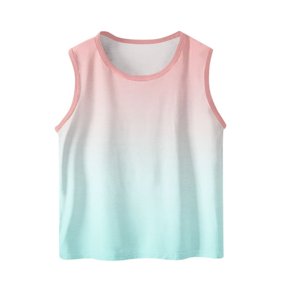 ShiShine Toddler Boys Girls Sleeveless Tank Tops Soft Crewneck Undershirts Summer Tie Dye Print Sleeveless Vests Size 3-15T