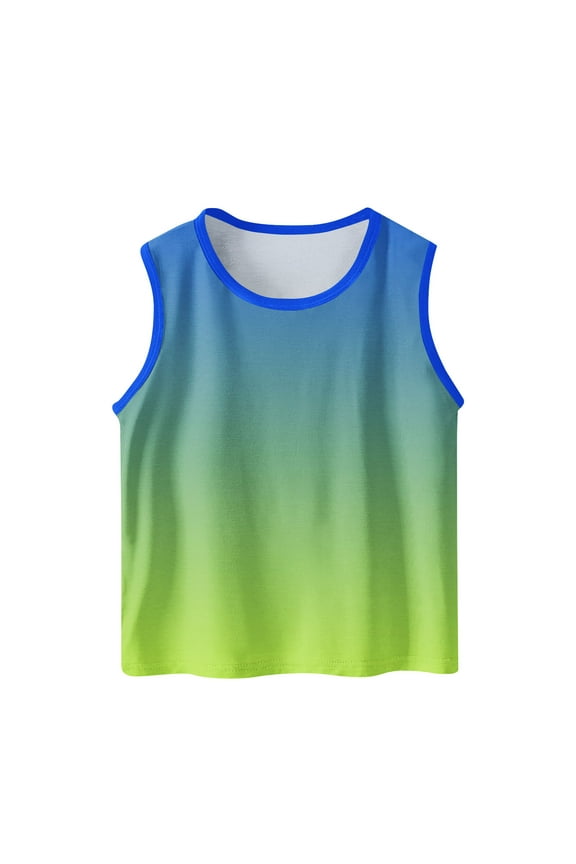 Toddler Boys Girls Sleeveless Tank Tops Soft Crewneck Undershirts Summer Tie Dye Print Sleeveless Vests Size 3-15T