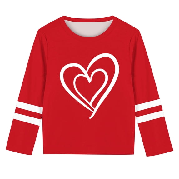 ShiShine Toddler Girls Valentine's Day Long Sleeve Pullover Sweatshirts Fall Crewneck Casual Loose Blouses Size 3-14T