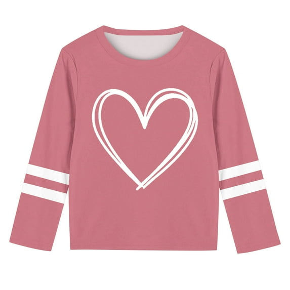 ShiShine Toddler Girls Valentine's Day Long Sleeve Pullover Sweatshirts Fall Crewneck Casual Loose Blouses Size 3-14T