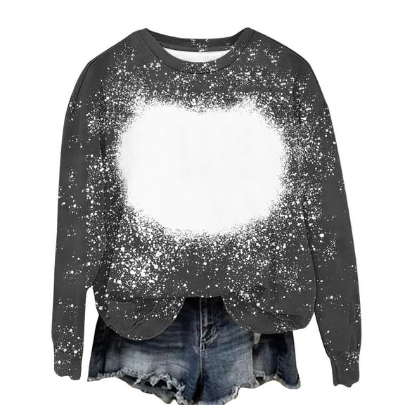 ShiShine Comfy Sweatshirts for Women Loose Fit Long Sleeve Bleached Shirts Casual Top Clothes