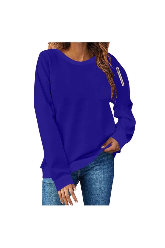 Crewneck Sweatshirt for Women Long Sleeve Pullover Tops Drop Shoulder Sweatshirts