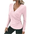 thumbnail image 1 of ShiShine Eyelet Tops for Women Deep V Neck Long Sleeve Slim Shirt Tee top Blouse Dressy Casual Going Out Clothes, 1 of 8