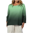 thumbnail image 1 of ShiShine Fall Tops for Women 2025 3/4 Sleeve Crewneck Shirts Dressy Casual Printed Loose Blouses Fall Tunics, 1 of 8