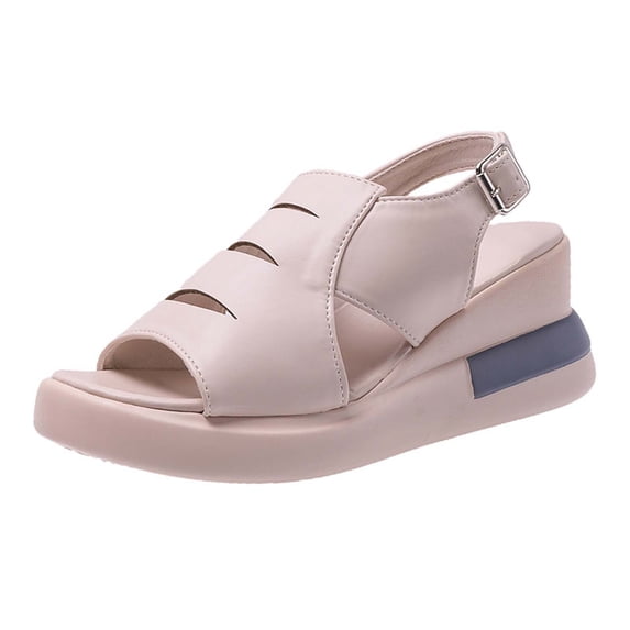 ShiShine Fashion Comfortable Platform Sandals for Women, Open Toe Cutout Design Wedge Heel Sandals for Summer
