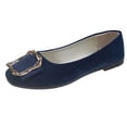 thumbnail image 1 of ShiShine Flat Shoes for Women Slip On Metal Decor Square Toe Walking Loafers Suede Lightweight Comfy Casual Flats, 1 of 5