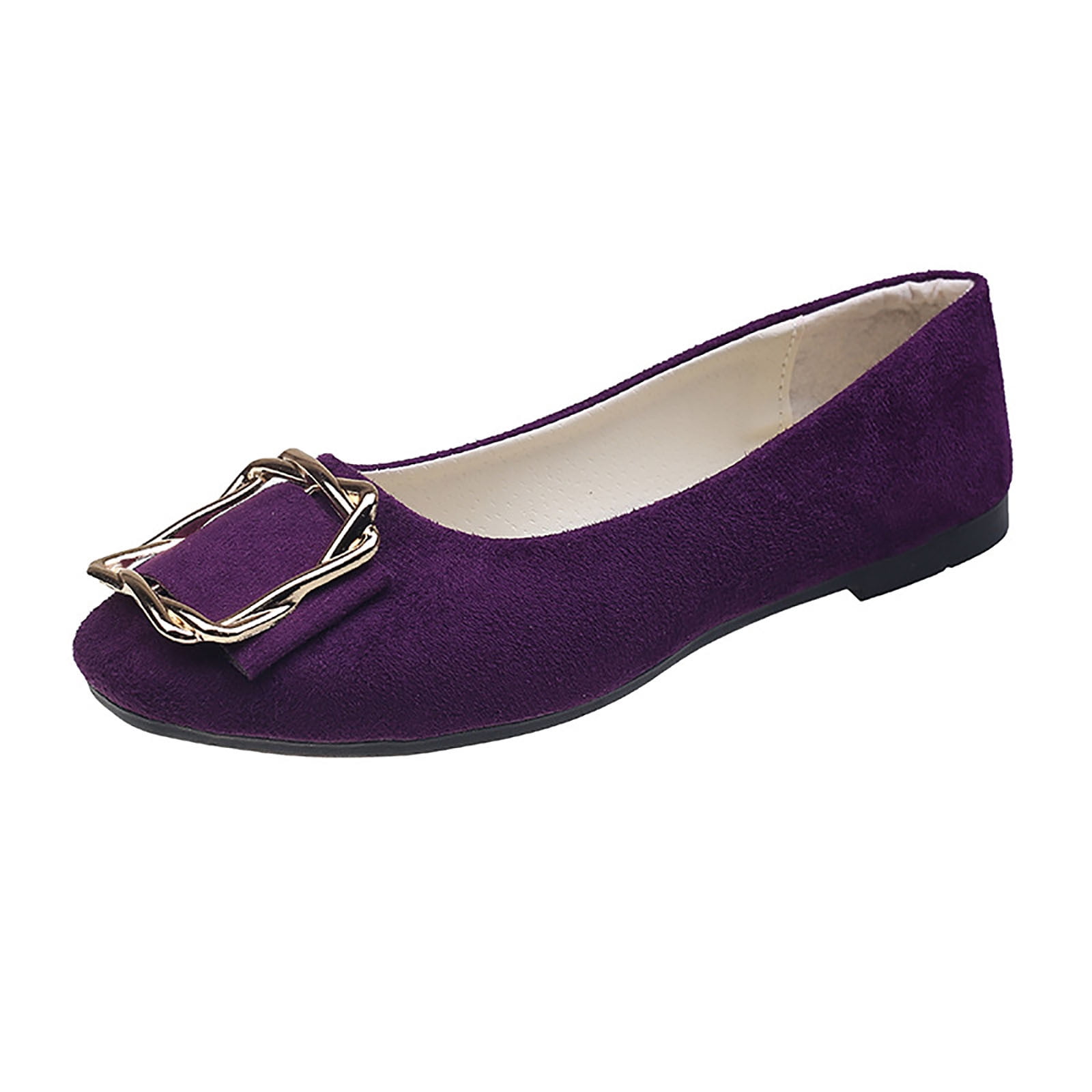 ShiShine Flat Shoes for Women Slip On Metal Decor Square Toe