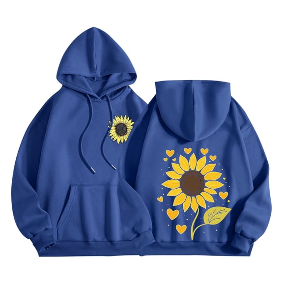 ShiShine Graphic Hoodies For Women Casual Long Sleeve Cute Flower Print Hooded Sweatshirts With Pockets