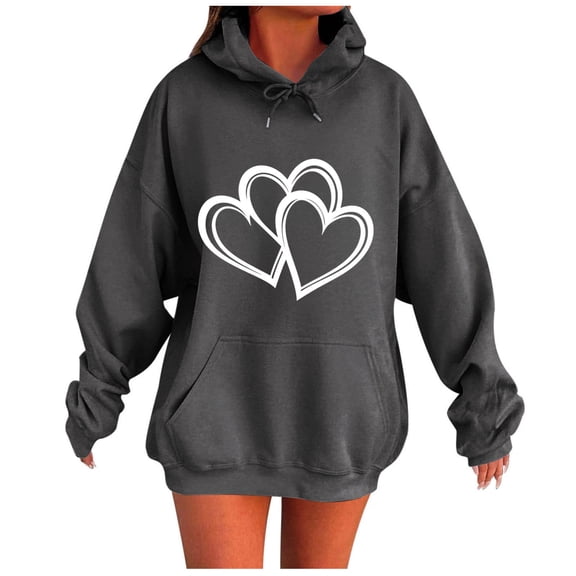 ShiShine Graphic Hoodies for Women Tops Cute Long Sleeve Oversized Sweatshirts Loose Pullover Outfits with Pockets