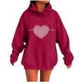 thumbnail image 1 of ShiShine Hoodies for Women Long Sleeve Love Printed Oversized Sweatshirts Drawstring Loose Fit Pullover Tops with Pocket, 1 of 5