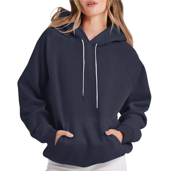 ShiShine Hoodies for Women Loose Fit Pullover Cute Solid Color Hoodie Oversized Drawstring Fall Sweatshirt with Pocket