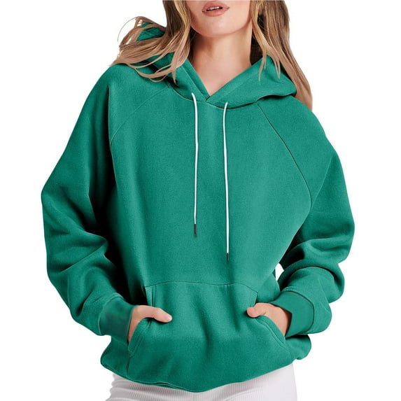 ShiShine Hoodies for Women Loose Fit Pullover Cute Solid Color Hoodie Oversized Drawstring Fall Sweatshirt with Pocket