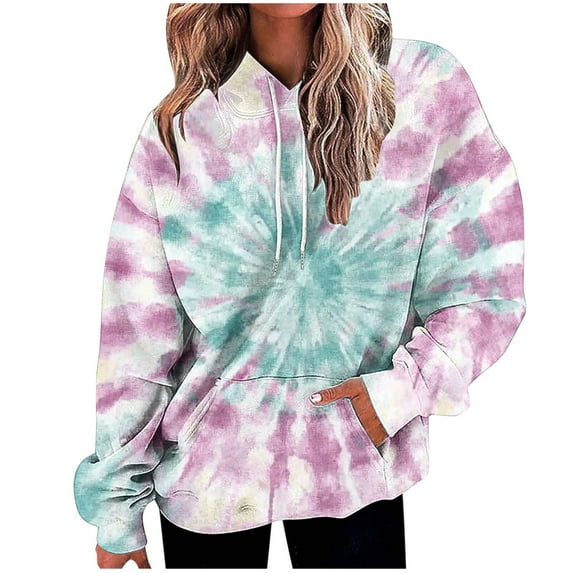 ShiShine Hoodies for Women Tie-dye Oversized Pullover Gradient Long Sleeve Fall 2025 Clothes