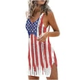 thumbnail image 1 of ShiShine Independence Day Printed Swimsuit Coverup for Women Bathing Suit Crochet Beach Tank Dress Hollow Out Slit Bikini Cover Up Dresses, 1 of 5
