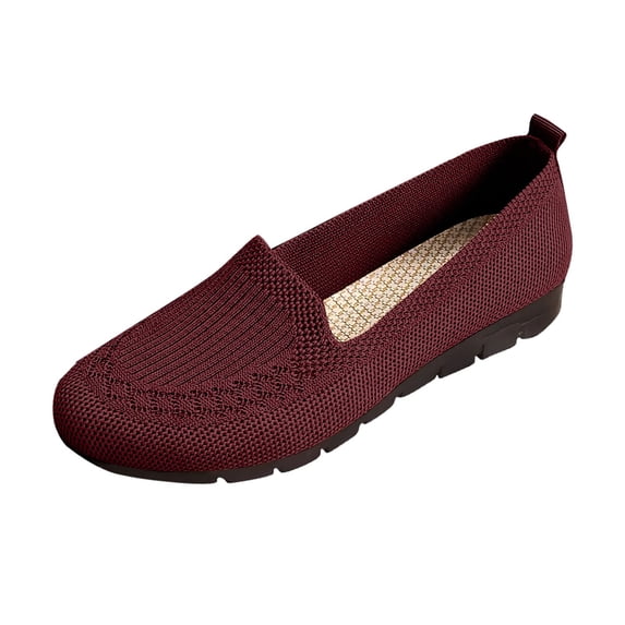 ShiShine Knit Mesh Loafers for Women Mid Wedge Convenient Slip On Ballet Flats Round Toe Breathable Shoes