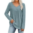 thumbnail image 1 of ShiShine Long Sleeve Shirts for Women Casual V Neck Top Pleated Blouses 2025 Fall Tunics, 1 of 9