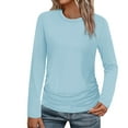 thumbnail image 1 of ShiShine Long Sleeve Shirts for Women Ruched Fall Tops Crew Neck T Shirts Fashion Clothing 2025, 1 of 9