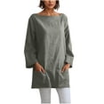 thumbnail image 1 of ShiShine Long Sleeve Shirts for Women with Pockets Tunics Tops Crew Neck Casual Lightweight Fall Spring Blouse, 1 of 6