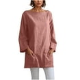 thumbnail image 1 of ShiShine Long Sleeve Shirts for Women with Pockets Tunics Tops Crew Neck Casual Lightweight Fall Spring Blouse, 1 of 6