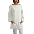 thumbnail image 1 of ShiShine Long Sleeve Shirts for Women with Pockets Tunics Tops Crew Neck Casual Lightweight Fall Spring Blouse, 1 of 6
