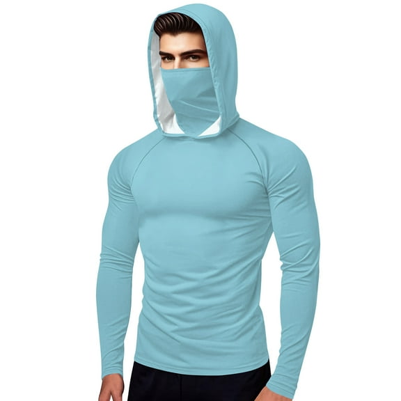 ShiShine Long Sleeve Sun Shirt for Women&Men Guard Cooling Fishing Hoodies with Mask Casual Summer UV SPF Hiking Blouses