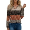 thumbnail image 1 of ShiShine Long Sleeve Tunic Tops for Women V Neck Blouse Casual Printed Zip Shirts Tops, 1 of 4