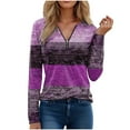 thumbnail image 1 of ShiShine Long Sleeve Tunic Tops for Women V Neck Blouse Casual Printed Zip Shirts Tops, 1 of 4