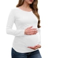 thumbnail image 1 of ShiShine Maternity's Shirt Long Sleeve Basic Top Ruch Sides Bodycon Tshirt for Pregnant Women, 1 of 7