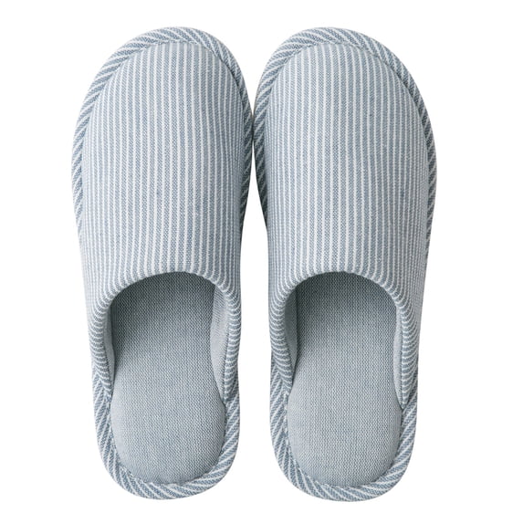 ShiShine Men Warm Slippers Non-slip House Slippers Striped Pattern Indoor Women Simple Sandals